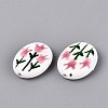 Hand Painted Tulip Flower Oval Porcelain Beads PORC-N012-11B-2