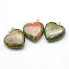 Heart Natural Unakite Pendants X-G-Q438-07-2