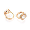 Brass Micro Pave Clear Cubic Zirconia Flower Hoop Earrings EJEW-T048-43G-2