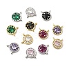 Brass Micro Pave Cubic Zirconia Flat Round Charms KK-F929-03-1