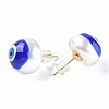 Natural Shell Evil Eye Stud Earrings with Enamel EJEW-G334-06J-2