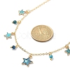 Natural Agate Round & Alloy Enamel Star Charms Bib Necklace with 304 Stainless Steel Chains NJEW-JN04404-03-3