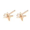 Brass Micro Pave Clear Cubic Zirconia Star Stud Earrings EJEW-L278-02G-4
