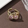Brass Micro Pave Cubic Zirconia Cuff Rings RJEW-H256-14G-02-2