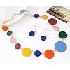 Alloy Enamel Flat Round Link Chain Necklaces & Dangle Earrings Sets for Women FS-WG50978-05-1