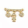 Rack Plating Brass Micro Pave Clear Cubic Zirconia Heart Connector Charms KK-G456-01G-03-1