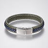 Braided Leather Cord Bracelets BJEW-H561-07-3