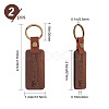 2Pcs 2 Styles Word His Only/His Queen Engraved Wooden with Leather Keychain WOOD-GF0001-81-2