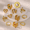 Retro Royal Style 304 Stainless Steel Imitation Pearl Cuff Rings FS-WG343E9-01-4