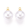 Brass & ABS Plastic Imitation Pearl Pendants KK-N261-12mm-121G-1