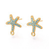 Brass Micro Pave Cubic Zirconia Stud Earring Findings KK-N263-24A-G-1
