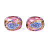 Flower Printed Transparent Acrylic Rondelle Beads TACR-S160-01-E02-2