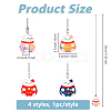4Pcs 4 Colors PVC Cartoon Lucky Cat Doll Charms Ceiling Fan Pull Chain Extenders AJEW-DC00003-2