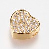 Brass Micro Pave Cubic Zirconia Beads KK-I614-055G-1
