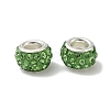 80Pcs Polymer Clay Rhinestone European Large Hole Beads with Silver Color Plated Brass Cores FPDL-LT0001-02B-2