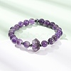 Natural Amethyst Beaded Stretch Bracelet for Women BJEW-A145-01F-2