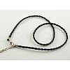 Platinum Plated Imitation Leather Necklace Cord X-NFS001Y-2