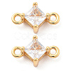 Brass Clear Cubic Zirconia Connector Charms KK-G516-09G-1