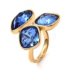 Teardrop & Square Glass Open Cuff Rings RJEW-G289-01G-09-1