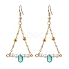 Triangle Iron Chain and Glass Dangle Earrings EJEW-JE05963-02-1