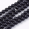 Natural Black Onyx Round Beads Strand G-L087-8mm-01-1