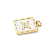 Brass Pave Natural White Shell Pendants KK-S522-09G-2