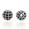 Rack Plating Brass Cubic Zirconia Beads ZIRC-S001-6mm-B03-2