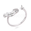 Fish Brass Micro Pave Clear Cubic Zirconia Cuff Ring Settings KK-T076-52P-1