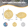 12Pcs 3 Colors Ion Plating(IP) 304 Stainless Steel Pendants STAS-DC0013-99-2