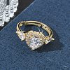 Brass & Cubic Zirconia Finger Rings CU-CBA7E55-15G-2