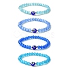 Cat Eye & Evil Eye Lampwork Beaded Stretch Bracelet BJEW-JB09803-1