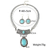 Oval Synthetic Turquoise Pendant Necklaces & Dangle Earrings Sets. Alloy Jewelry Sets FS-WGD3387-01-2