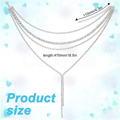 Fingerinspire 1Pc Iron Rhinestone Tennis Chains Bib Necklace NJEW-FG0001-11A-1