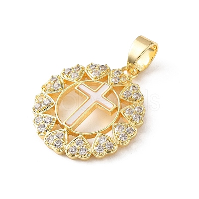 Brass Micro Pave Clear Cubic Zirconia Pendants SH-CBA03AF-14A-G-1