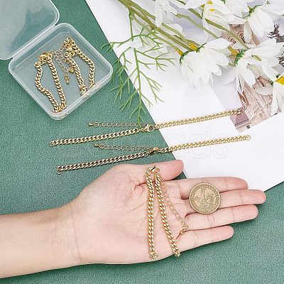 Nbeads 8Pcs Two Tone Handmade Brass Curb Chain Bracelet Makings KK-NB0002-63-1