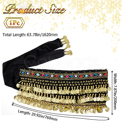 Golden Alloy Three Layers Flat Round Waist Belt AJEW-WH20002-09A-1