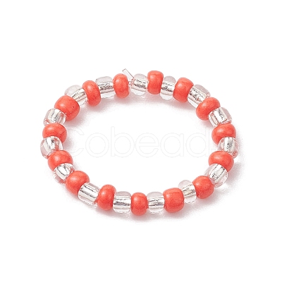 Glass Seed Beads Stretch Rings for Women RJEW-JR00690-1