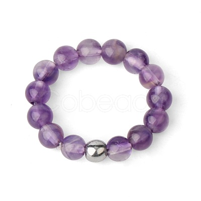 4MM Round Natural Amethyst Beaded Stretch Rings VM0712-17-1