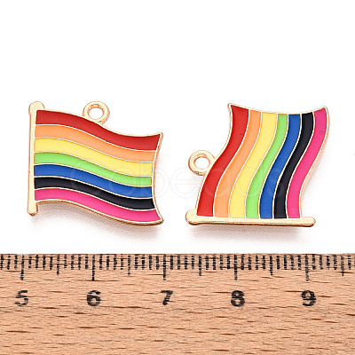 Rainbow Color Pride Flag Alloy Enamel Pendants X-ENAM-K067-10-1