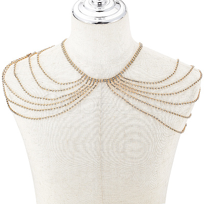 Brass Rhinestone Sexy Shoulder Bra Body Chain FIND-FH0008-13G-1