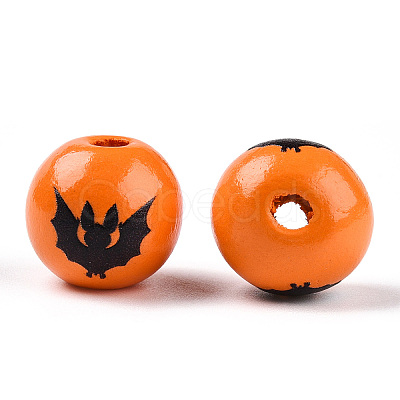 Halloween Theme Wood European Beads WOOD-N016-04I-1