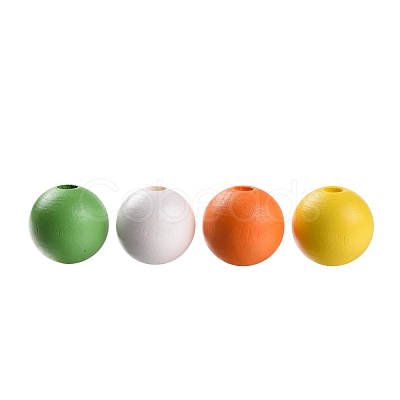 160Pcs 4 Colors Farmhouse Country and Rustic Style Painted Natural Wood Beads WOOD-LS0001-01K-1