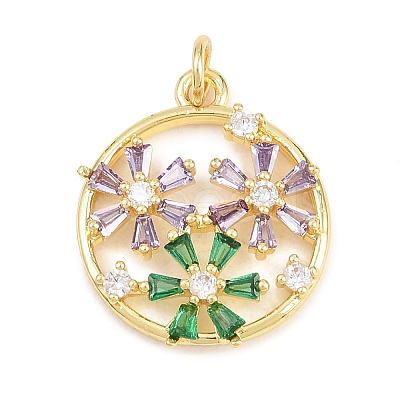Brass Micro Pave Cubic Zirconia Pendants KK-D258-03G-02-1
