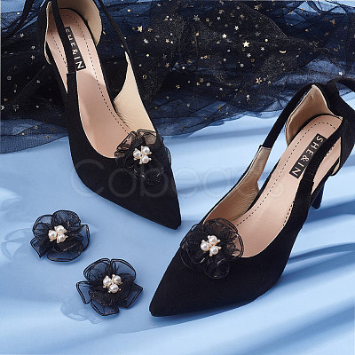4Pcs Polyester Tulle Shoe Decorations AJEW-FG0003-31-1