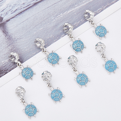 20Pcs Alloy Cadet Blue Enamel European Dangle Charms MPDL-DC0001-02-1