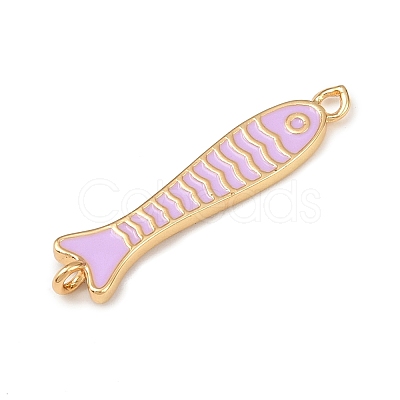 Brass Enamel Fish Connector Charms KK-L255-15G-01-1