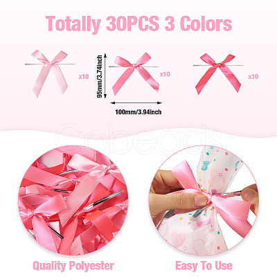 30Pcs 3 Colors Polyester Satin Bowknot for Ornament Accessories DIY-TA0010-77C-1