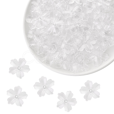 Flower Acrylic Beads TACR-YW0001-17-1