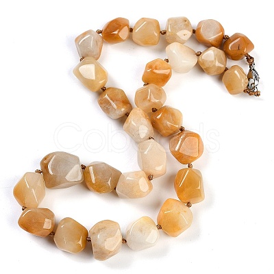 Natural Topaz Jade Nuggets Beaded Necklaces for Women Men NJEW-K388-01I-1