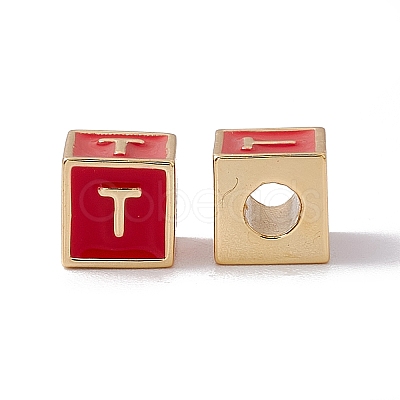 Rack Plating Brass Enamel Beads KK-B060-04G-03T-1